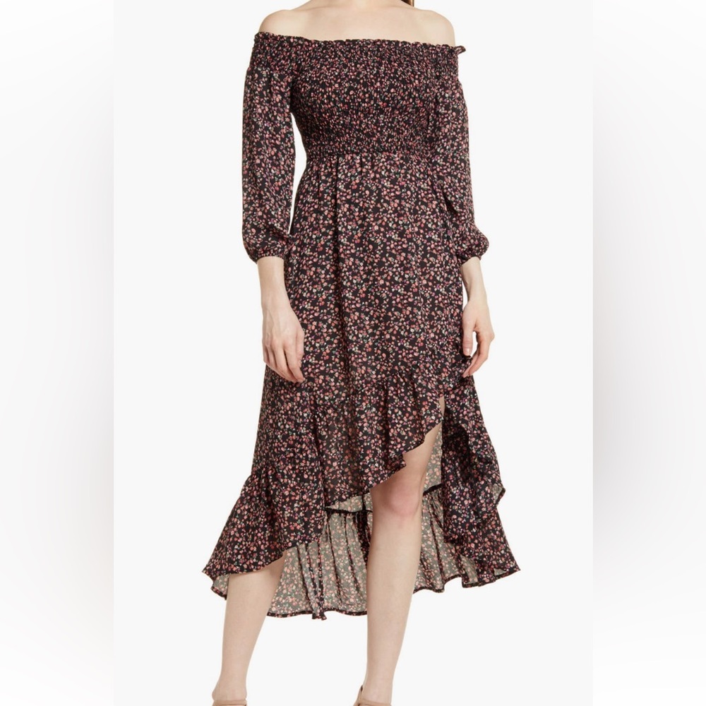 Nordstrom Chelsea28 Floral Off Shoulder Smocked Midi Dress worn once